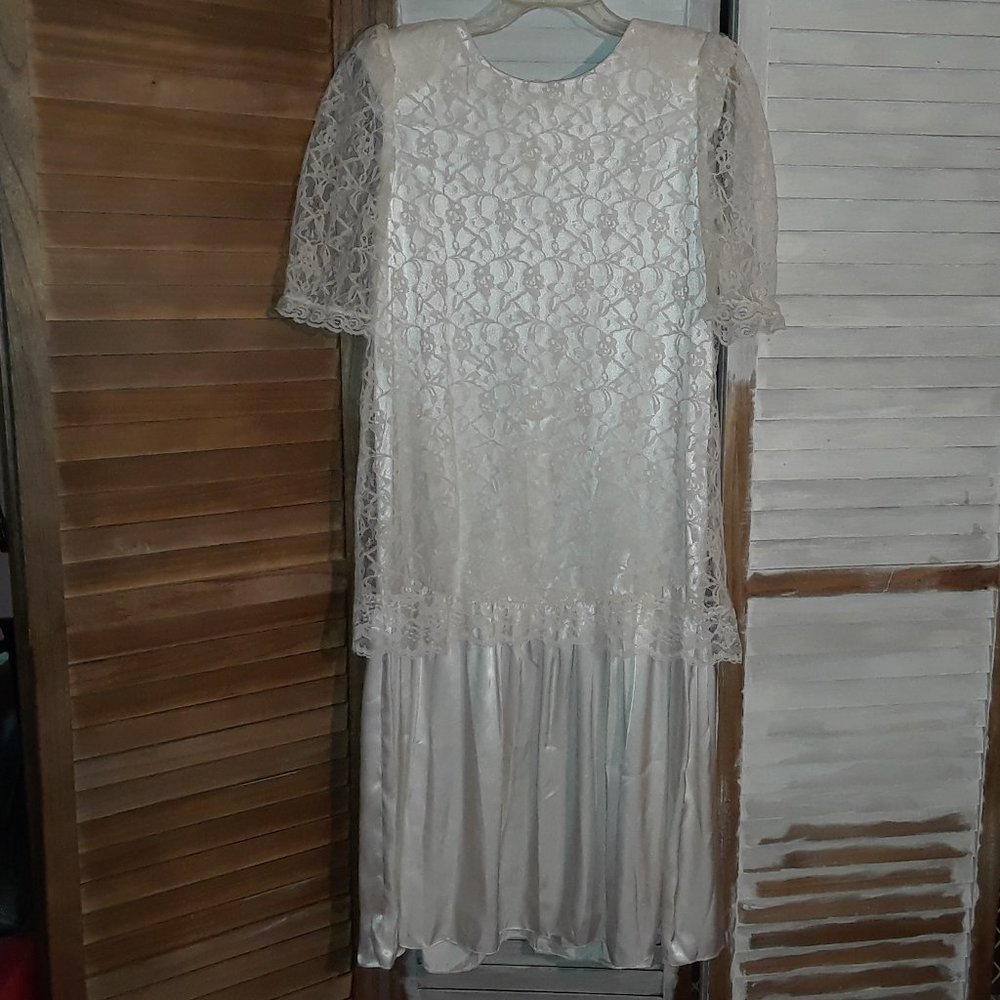Ochirly Knit Sheer Lace Trim Midi Dress Size M